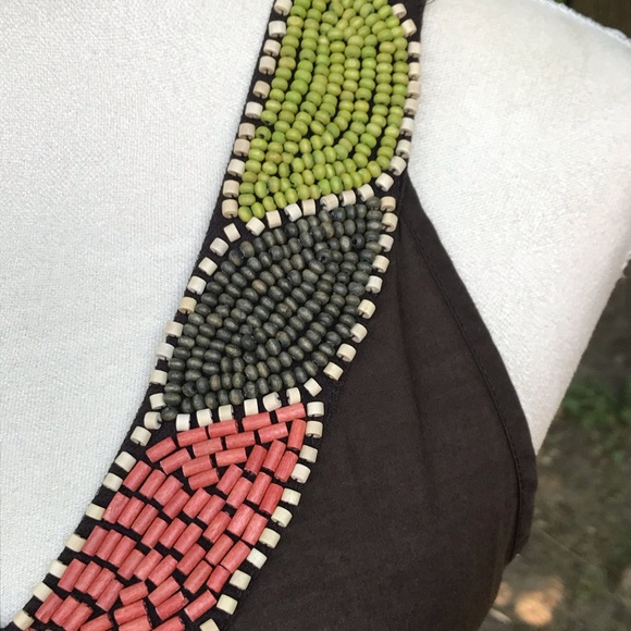 Apt. 9☀️Chocolate brown beaded halter tank - Picture 4 of 10